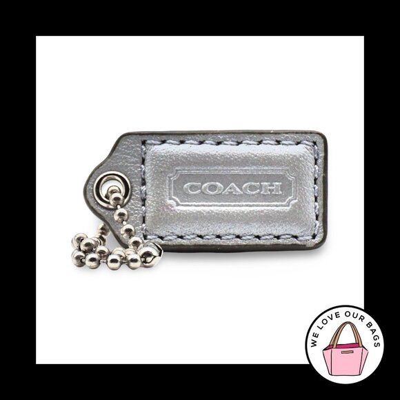 1.5" Small COACH Light Gray Leather Nickel Key Fob Bag Charm Keychain Hang Tag - Picture 1 of 1